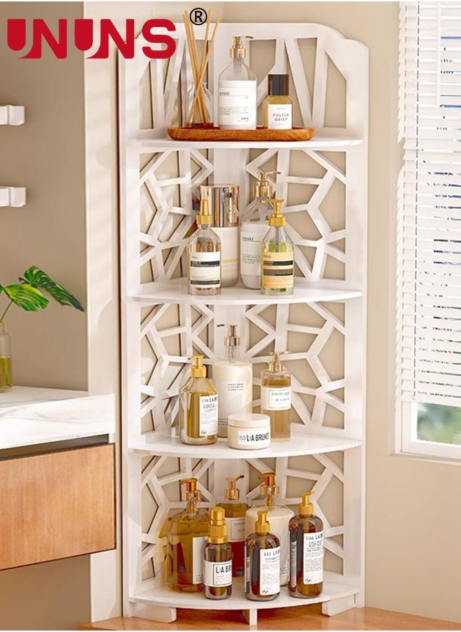 UNUNS 4 Tiers Corner Shelf Rack,Toilet Paper Stand For Bathroom Organizer,Toilet Vanity Cabinet,Narrow Bath Sink Organizer,Towel Storage Shelf For Paper Holder,White  - Image 3