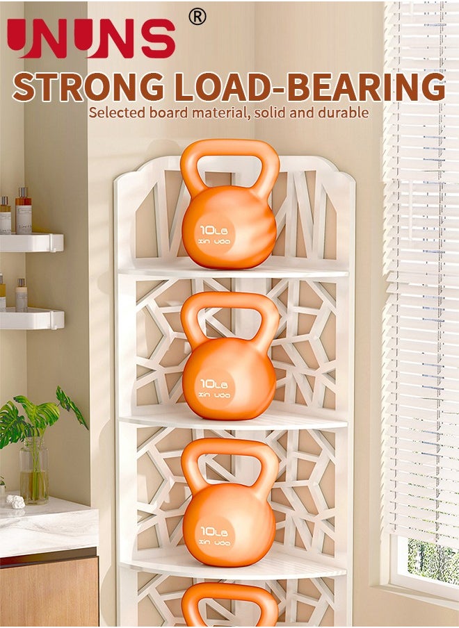 UNUNS 4 Tiers Corner Shelf Rack,Toilet Paper Stand For Bathroom Organizer,Toilet Vanity Cabinet,Narrow Bath Sink Organizer,Towel Storage Shelf For Paper Holder,White  - Image 4