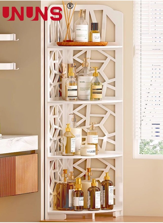 UNUNS 4 Tiers Corner Shelf Rack,Toilet Paper Stand For Bathroom Organizer,Toilet Vanity Cabinet,Narrow Bath Sink Organizer,Towel Storage Shelf For Paper Holder,White  - Image 5