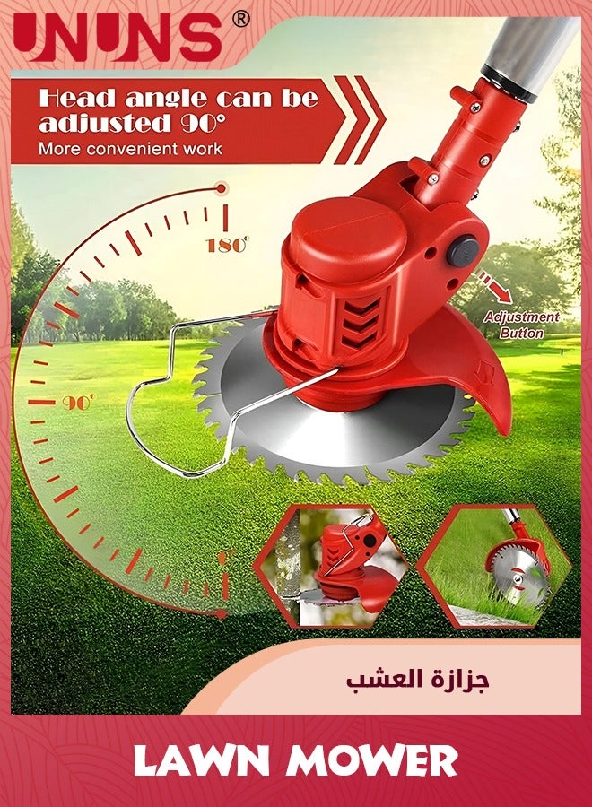 UNUNS Electric Lawn Mower,Cordless Weed Wacker Battery Operated,Brush Cutter 21v 4.0Ah Weed Trimmer,3-in-1 Weed Wacker Cordless With Wheels Adjustable Lightweight Grass Trimmer For Lawns Yard Garden,Red  - Image 2