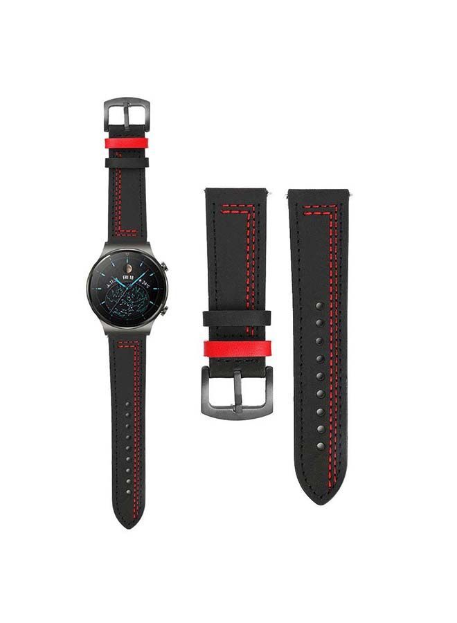 NIBEMINENT Genuine Leather Replacement Band For Huawei Watch GT2 Pro 22mm Black  - Image 1