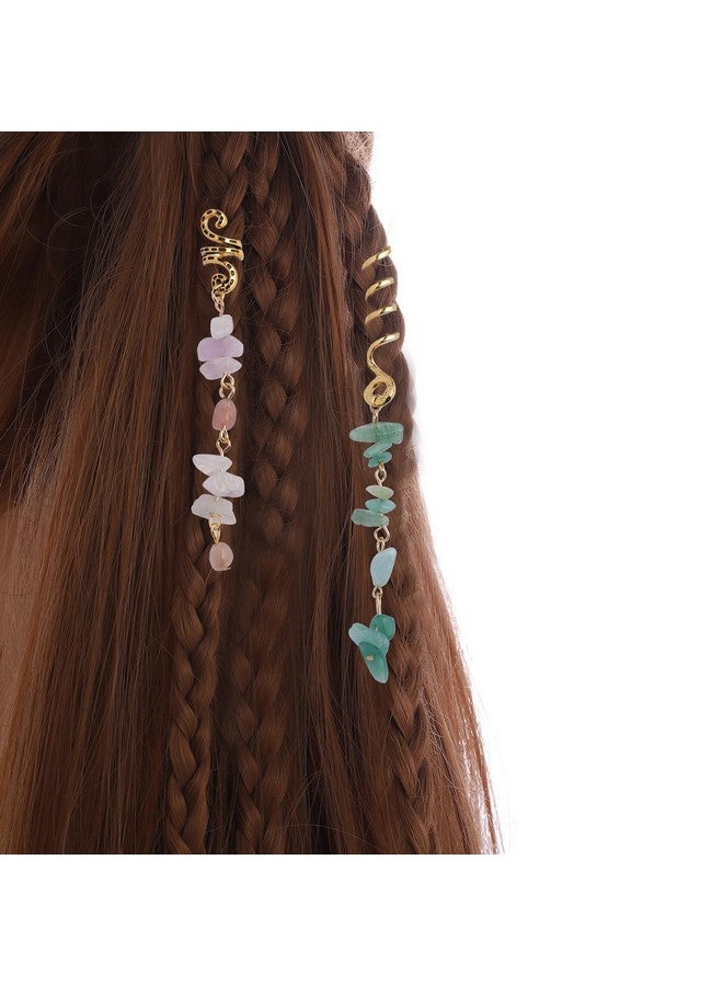 FRDTLUTHW Rdtluthw Colored Natural Stone Pendant Hair Jewelry For Braids Crystal Dreadlock Accessories For Women Girls(Pack Of 6) - Image 4
