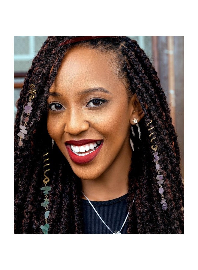 FRDTLUTHW Rdtluthw Colored Natural Stone Pendant Hair Jewelry For Braids Crystal Dreadlock Accessories For Women Girls(Pack Of 6) - Image 3