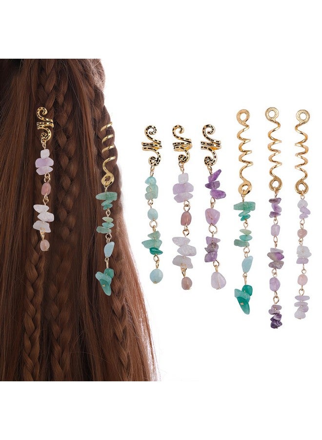 FRDTLUTHW Rdtluthw Colored Natural Stone Pendant Hair Jewelry For Braids Crystal Dreadlock Accessories For Women Girls(Pack Of 6) - Image 2
