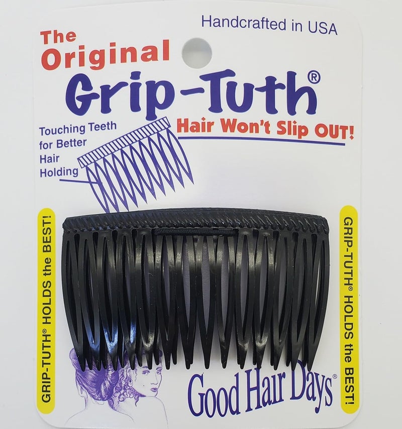 Good Hair Days GripTuth Combs  Set Of 2 Hair Side Combs  Hair Combs For All Types Of Hair  Decorative  Hair Styling Women Accessories Black 2   Wide