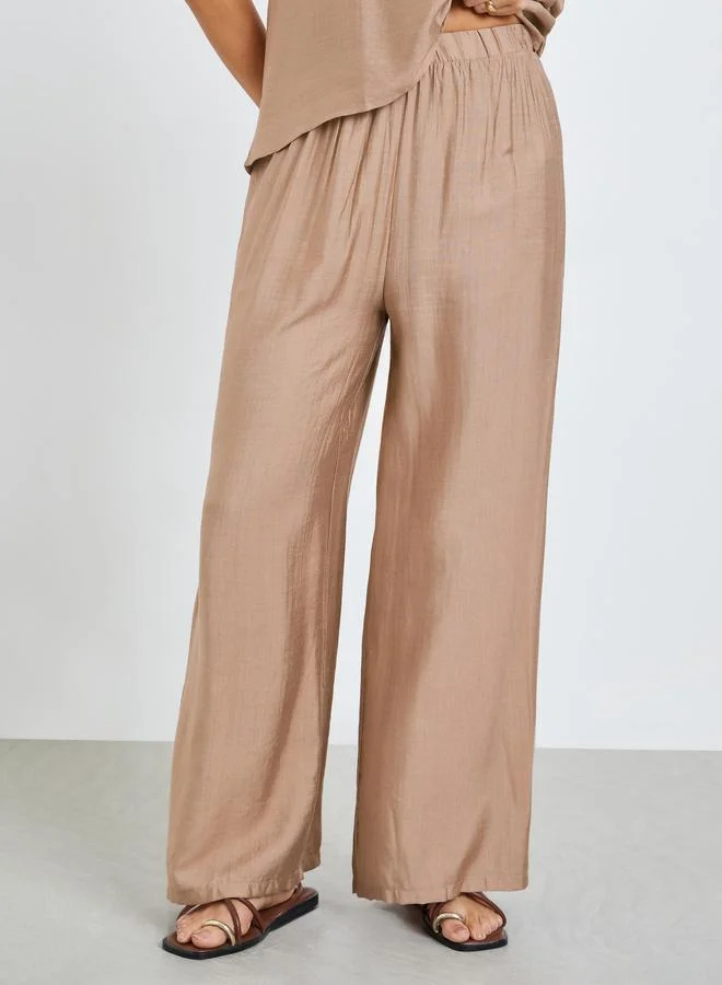 Take Two  Beige Solid Top and Wide Leg Pants Co-ords for Women | Best Price UAE