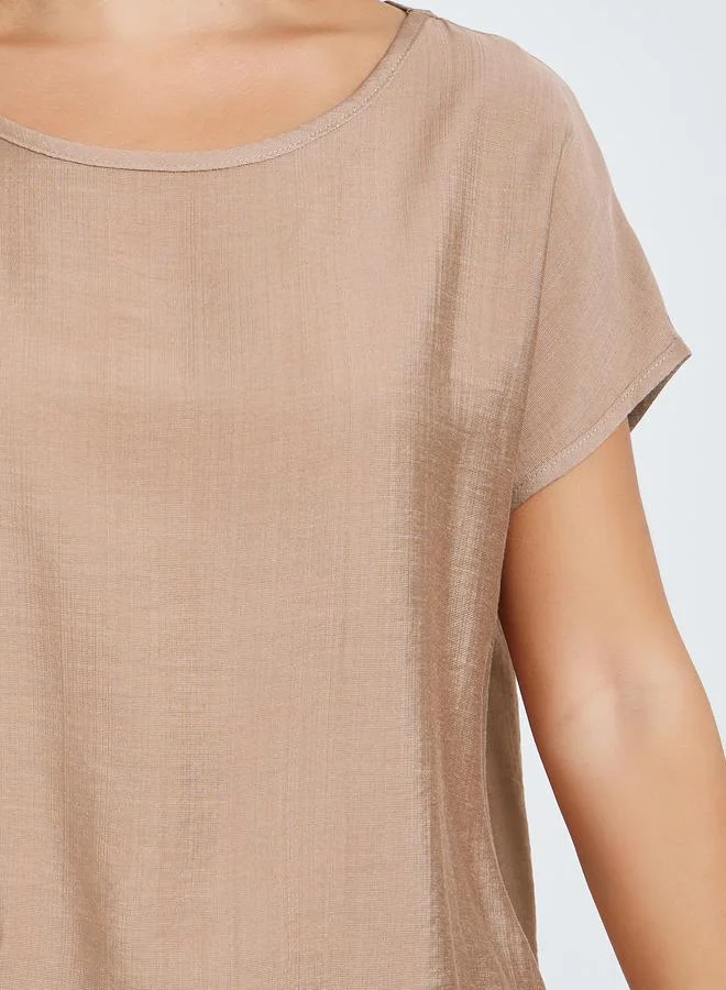 Take Two  Beige Solid Top and Wide Leg Pants Co-ords for Women | Best Price UAE