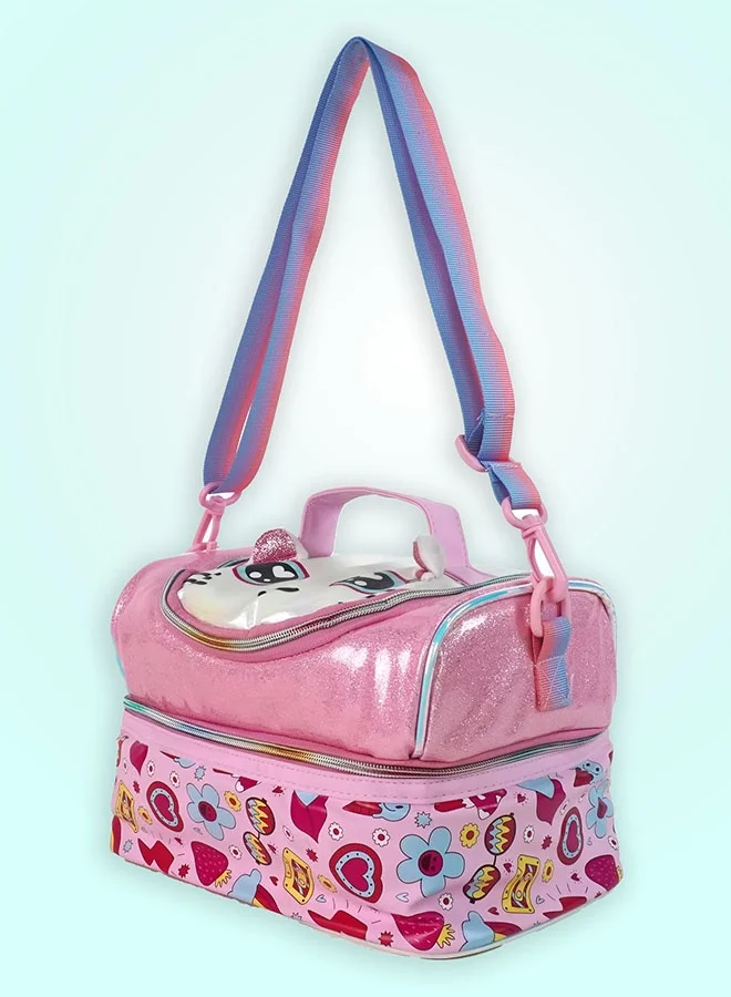 LITTLE SURPRISE BOX Little Surpise Box,Shiny Meow Cat Theme Double Compartment Insulated Lunch Bag For Kids