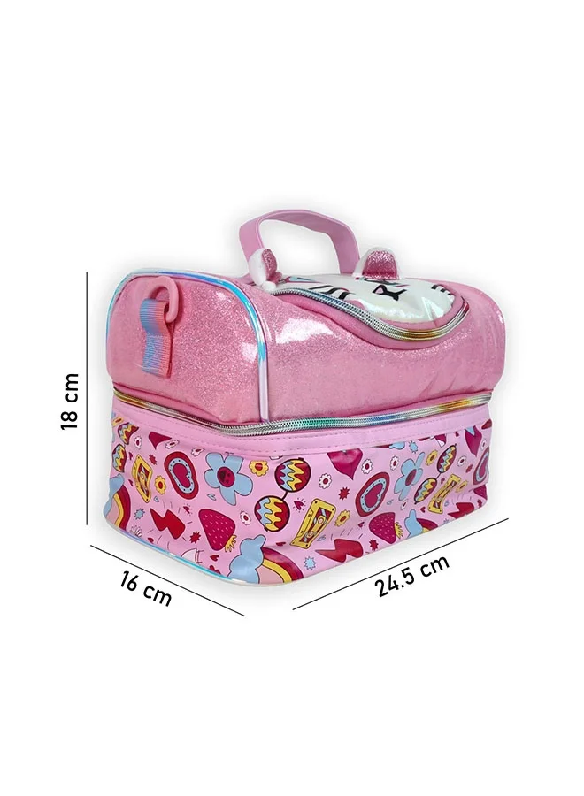 LITTLE SURPRISE BOX Little Surpise Box,Shiny Meow Cat Theme Double Compartment Insulated Lunch Bag For Kids