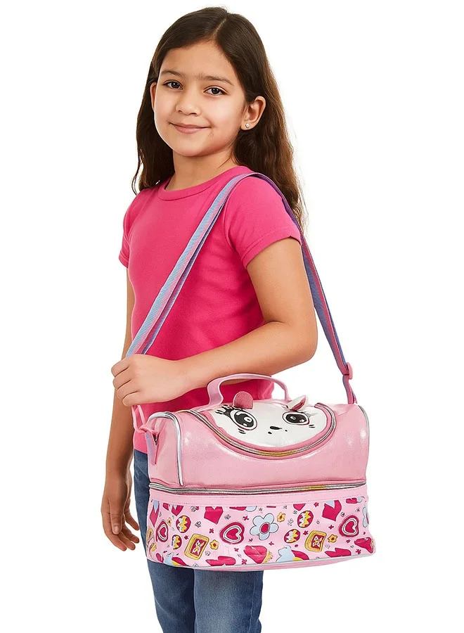 LITTLE SURPRISE BOX Little Surpise Box,Shiny Meow Cat Theme Double Compartment Insulated Lunch Bag For Kids