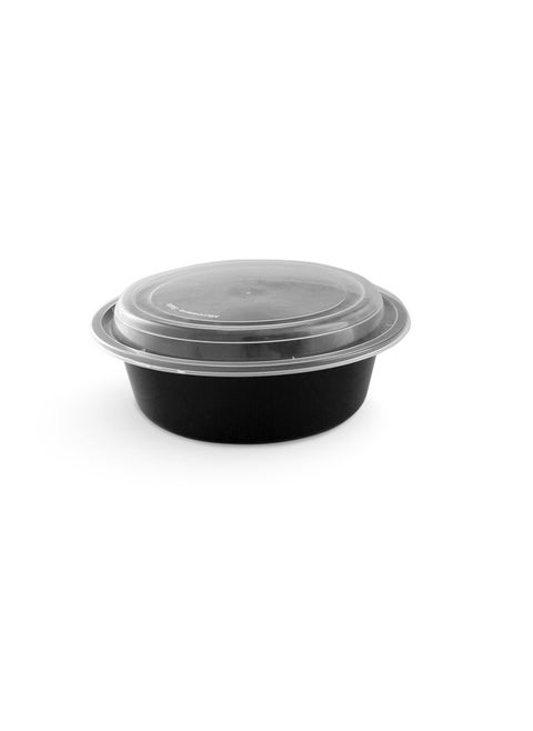Disposable Round Microwave Container 40 OZ Black  with Lid
