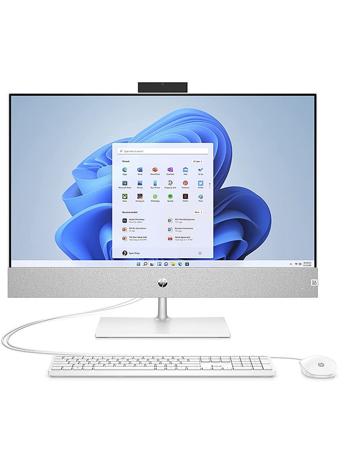 HP Pavilion 27-ca1001ne AIO Desktop With 27-Inch Display, Core i7 Processer/16GB RAM 1TB HDD + 256GB SSD/Intel UHD Graphics English/Arabic English/Arabic Snow White - Image 1