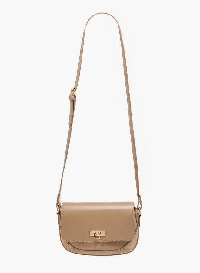 Flora Bella By Shoexpress Solid Crossbody Bag with Twist Lock Closure