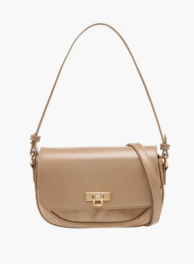 Flora Bella By Shoexpress Solid Crossbody Bag with Twist Lock Closure