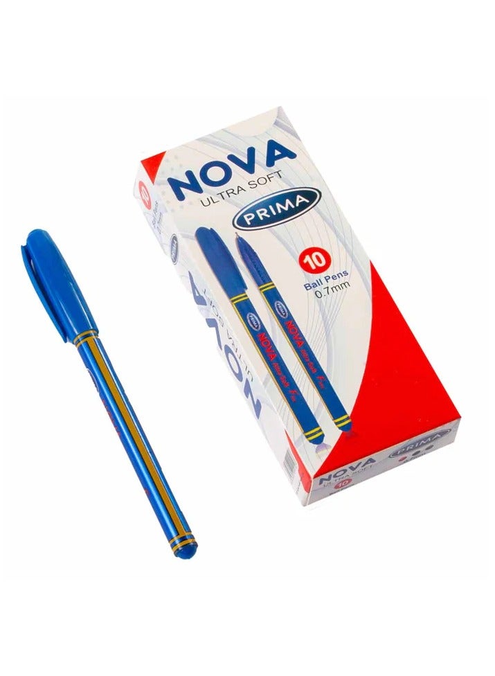 Prima ballpoint pen nova blue pack of 10 pens