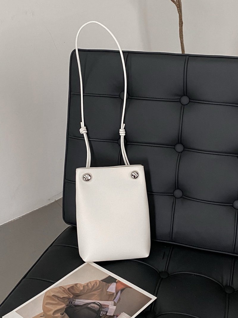 First-Layer Cowhide Mobile Phone Bag, Genuine Leather Small Square Bag, French Armpit Bag, Simple Tote Bag, Fashionable Shoulder Crossbody Bag For Women - Image 1