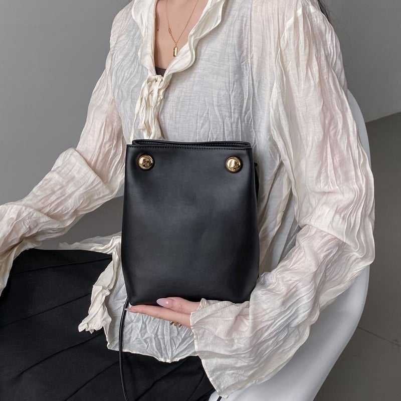 First-Layer Cowhide Mobile Phone Bag, Genuine Leather Small Square Bag, French Armpit Bag, Simple Tote Bag, Fashionable Shoulder Crossbody Bag For Women - Image 5