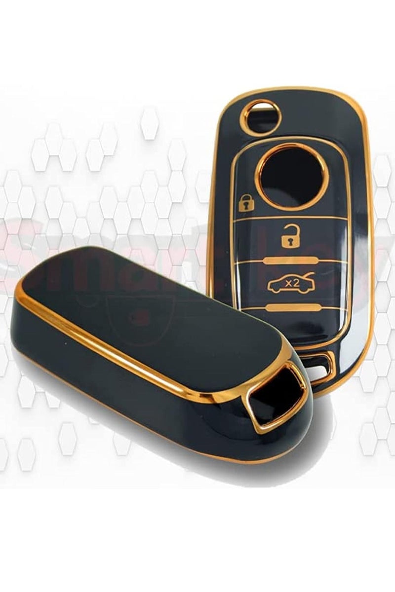 For Fiat Tipo Black Gold TPU Remote Case Cover for Fiat Tipo, TPU BLACK GOLD Glossy Key Case For Fiat -Tipo - Image 2