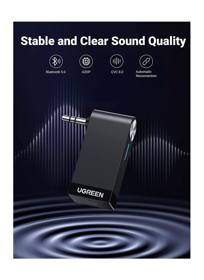 Ugreen - UGREEN Bluetooth 5.0 Adapter Car Bluetooth V5.0 Aux Receiver A2DP Stereo Sound 3.5mm Jack Audio Receiver with Microphone Hands-free Calling for Car Aux, Speaker, Mobile Phones, Tablet with 3.5mm Aux - Image 1