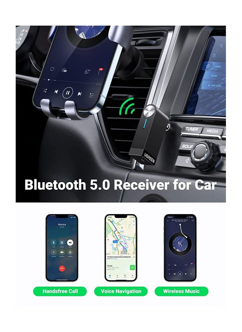 Ugreen - UGREEN Bluetooth 5.0 Adapter Car Bluetooth V5.0 Aux Receiver A2DP Stereo Sound 3.5mm Jack Audio Receiver with Microphone Hands-free Calling for Car Aux, Speaker, Mobile Phones, Tablet with 3.5mm Aux - Image 1