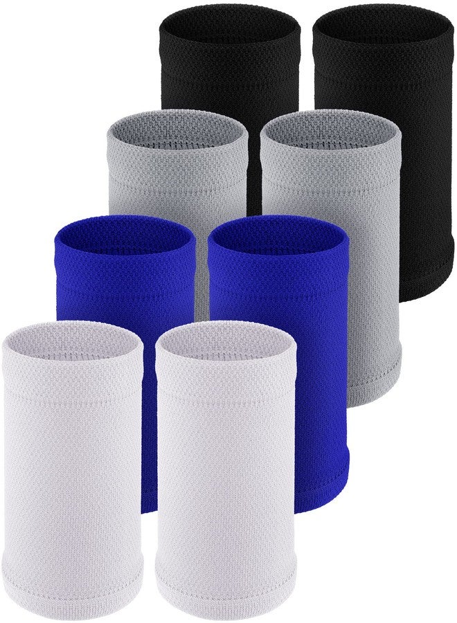 Newcotte 4 Pairs Compression Wrist Braces for Men and Women - Breathable Bands for Sports to Improve Circulation and Relieve Pain (Black, White, Gray, Blue, Medium) - Image 1