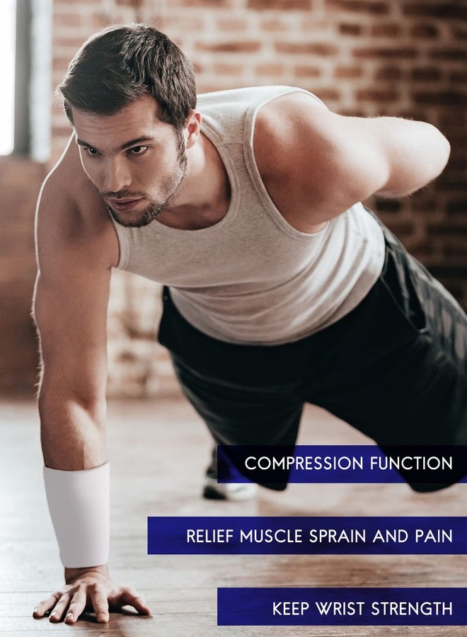Newcotte 4 Pairs Compression Wrist Braces for Men and Women - Breathable Bands for Sports to Improve Circulation and Relieve Pain (Black, White, Gray, Blue, Medium) - Image 5