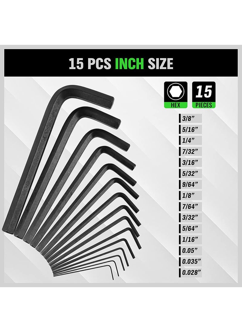 SWANLAKE GARDEN TOOLS - SWANLAKE Hex Key Set Allen Wrench Set InchMetric MM - Image 1