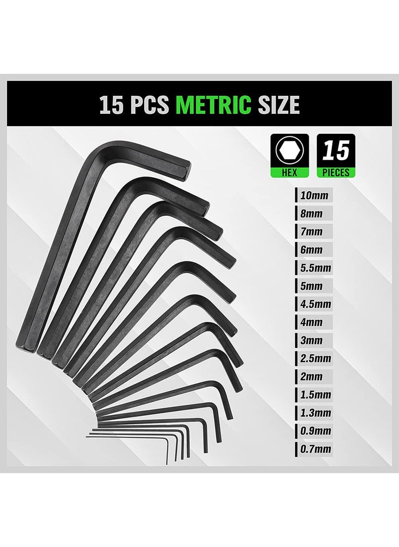 SWANLAKE GARDEN TOOLS - SWANLAKE Hex Key Set Allen Wrench Set InchMetric MM - Image 1