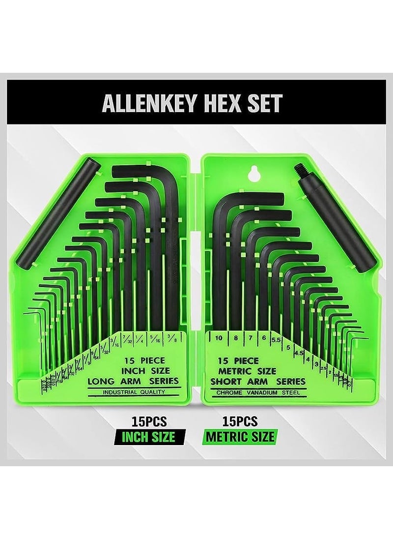 SWANLAKE GARDEN TOOLS - SWANLAKE Hex Key Set Allen Wrench Set InchMetric MM - Image 1