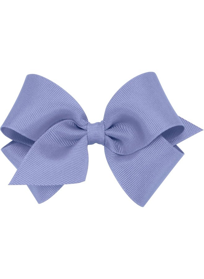 Wee Ones Girls' Plain Wrap Classic Grosgrain Hair Bows on a WeeStay No-Slip Hair Clip, Handmade, Large, Blue Bird - Image 1