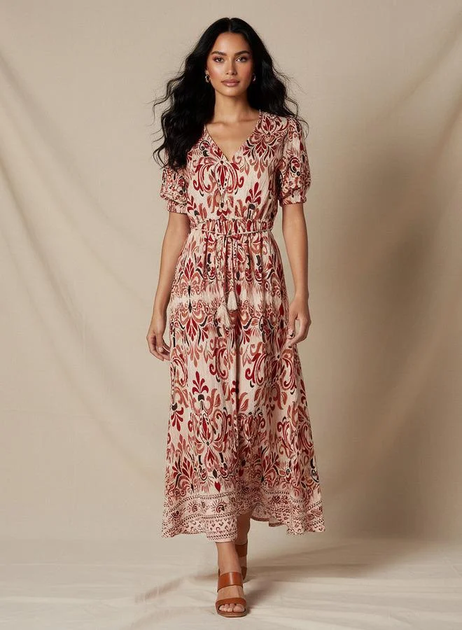 سبلاش فيڤ Printed Women Dress with V neck