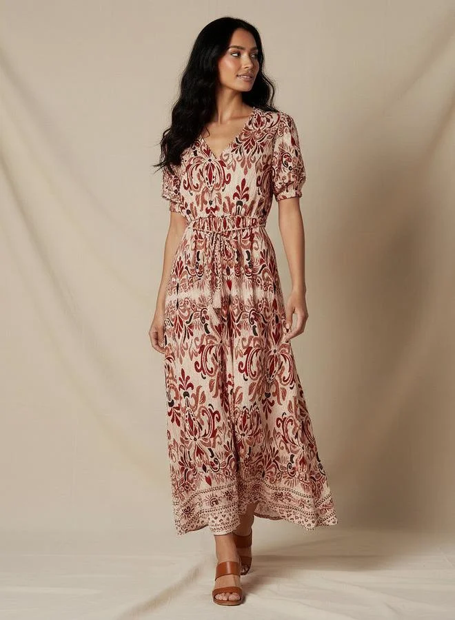 سبلاش فيڤ Printed Women Dress with V neck