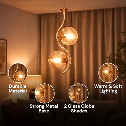 ELIANTE Aunque Gold Iron Hanging Light Vintage Decorate Hanging Lamp for Farmhouse- | 3 Years Warranty | Free - LED LAMP - Image 5