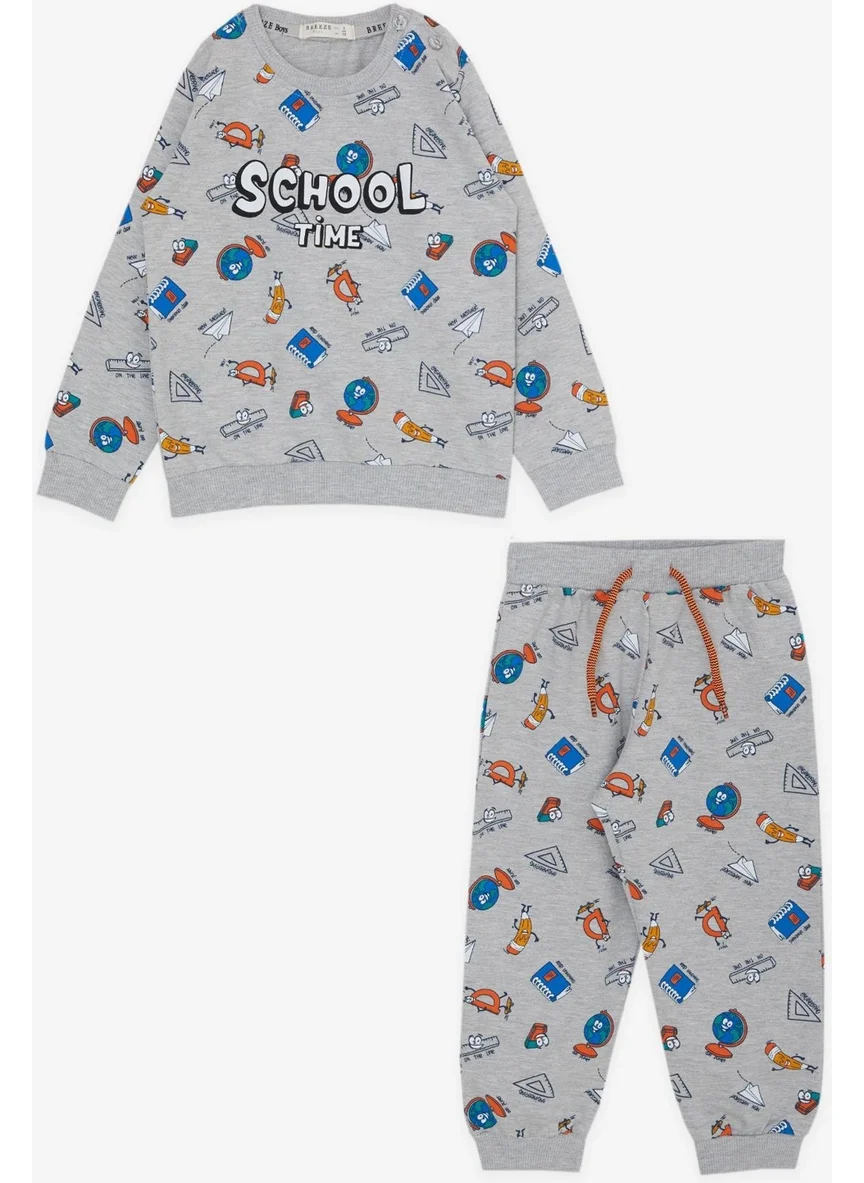 بريز Girls & Boys Boys Tracksuit Set, School Theme, 1.5-5 Years, Gray Melange