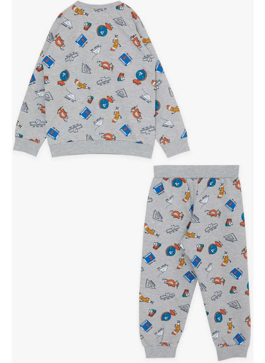 بريز Girls & Boys Boys Tracksuit Set, School Theme, 1.5-5 Years, Gray Melange