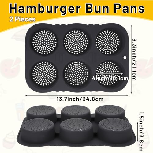 JOUTYFOR 2 Pcs Hamburger Bun Pan 4 Inch Silicone Hamburger Bun Mold 6 Cup Big Baking Pan for Homemade Buns Dishwasher Safe - Image 5