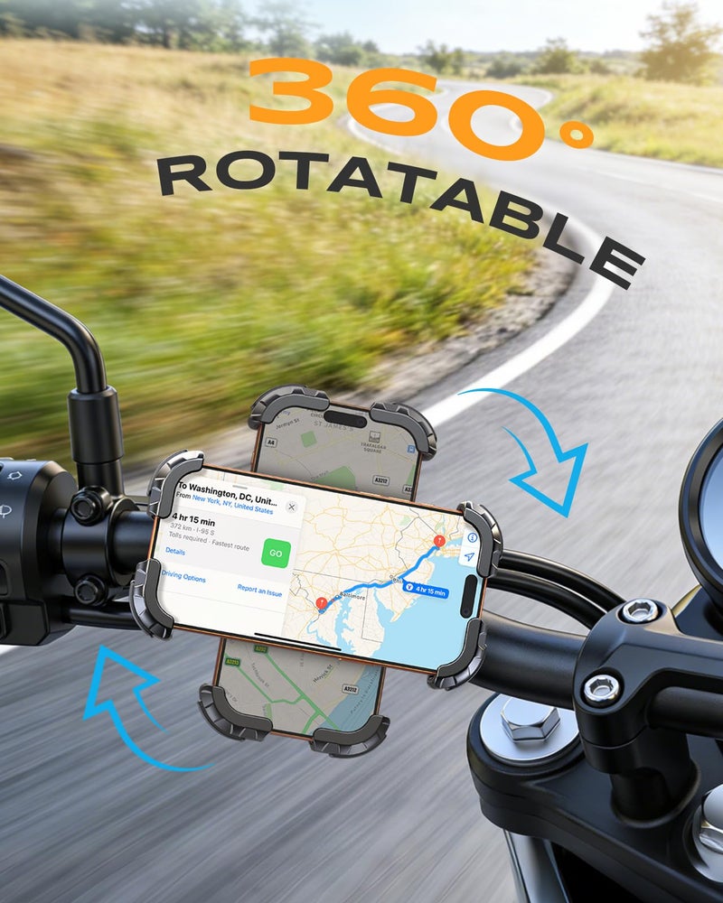 Zewdov Motorcycle Phone Mount [Secure Grip][Anti-Drop], Upgrade Bike Phone Holder [1s Stable Lock], 360Â° Rotatable Phone Holder for Mountain Bike/ATV, Fits for iPhone/Samsung 4.7-6.8", Clamp Mount - Image 4