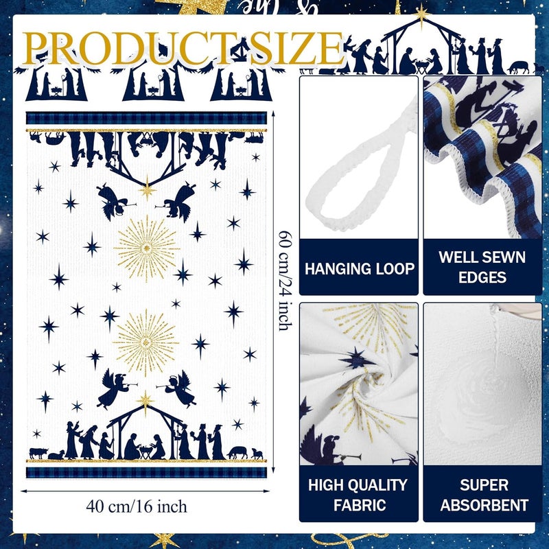 Oudain 6 Pcs Christmas Kitchen Towels Nativity Scene Christmas Hand Towels 24 x 16 Inch Jesus Decorative Dish Cloths Holiday Tea Dishcloths Winter Novelty Xmas Christ Gifts for Home Kitchen Bathroom - Image 3