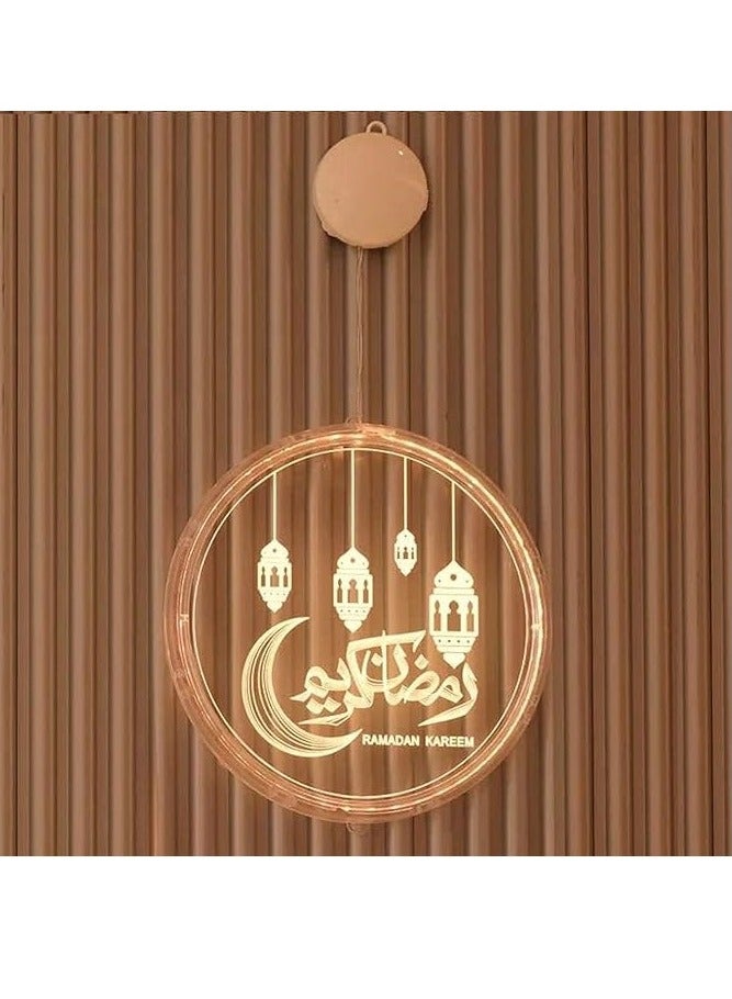 دلاية رمضان بتصميم هلال وفانوس يعمل بالبطارية باضاءة ليد