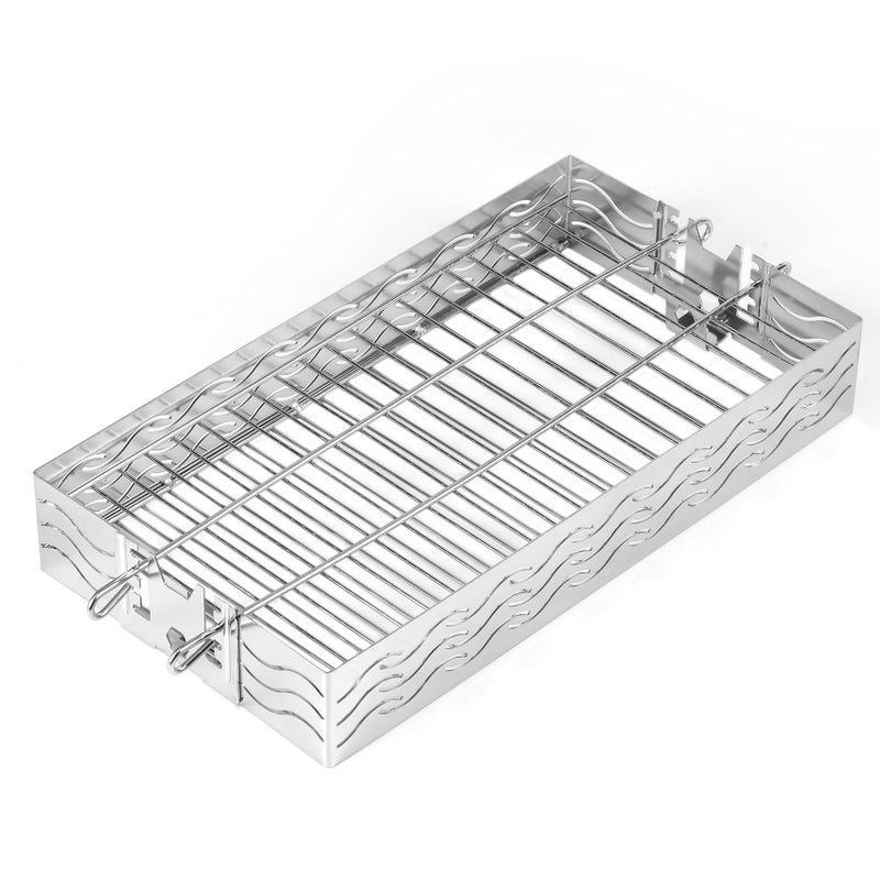 Skyflame Skyflame Stainless Steel Flat Spit Rotisserie Grill Basket Fits for 516 Inch Square 38 Inch Square 12 Inch Hexagon Spit Rods 