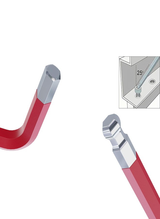 FOCMKEAS 2PCS 1/4" Ball End Hex Key Allen Wrench, SAE Internal Hexagonal Wrench, L Shaped Long Arm S2 Steel Repairing Tool，Red - Image 4