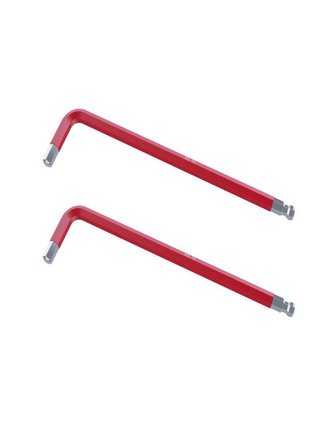 FOCMKEAS 2PCS 1/4" Ball End Hex Key Allen Wrench, SAE Internal Hexagonal Wrench, L Shaped Long Arm S2 Steel Repairing Tool，Red - Image 1