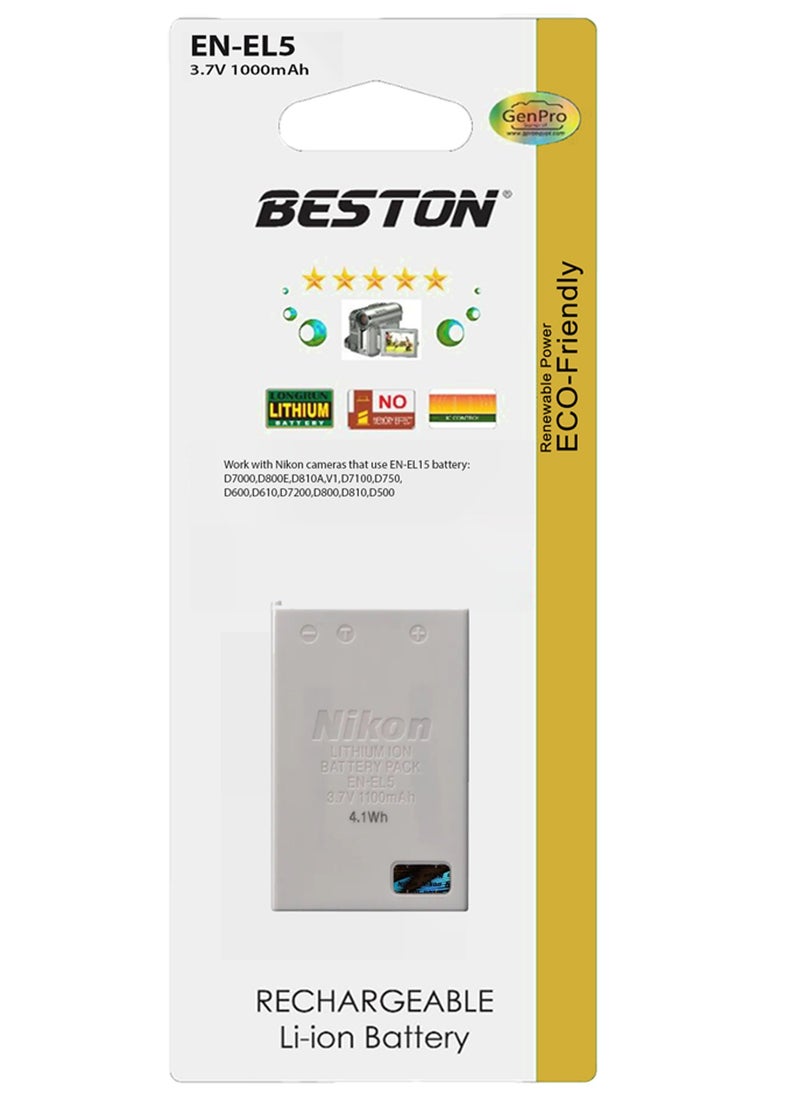 BESTON - Beston EN-EL5 Rechargeable Li-Ion Battery for Nikon - Image 1