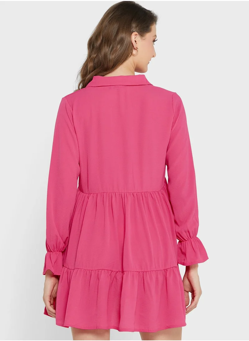 LASULA Tiered Shirt Dress