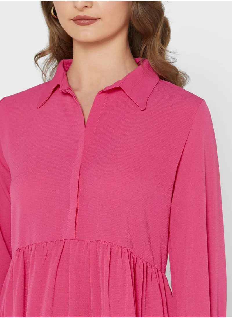 LASULA Tiered Shirt Dress