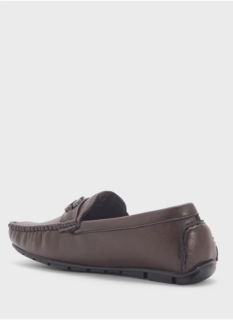 Robert Wood Trim Detal Textured Casual Loafers