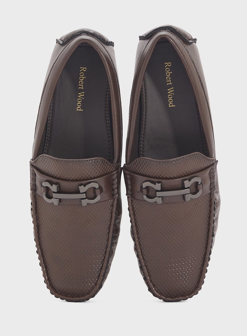 Robert Wood Trim Detal Textured Casual Loafers  - Image 4