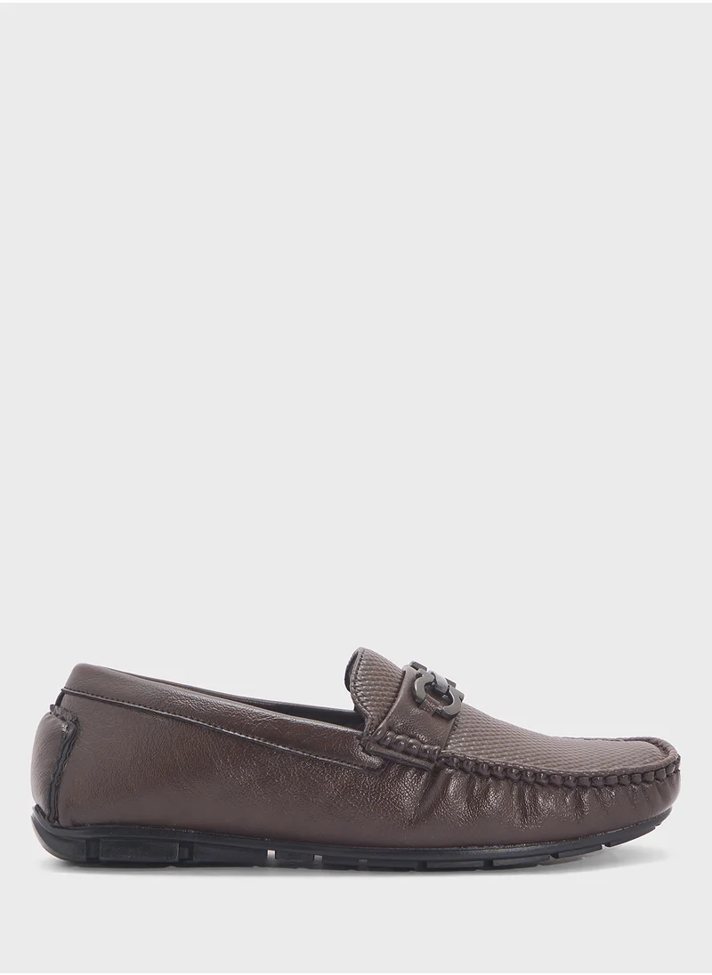 Robert Wood Trim Detal Textured Casual Loafers