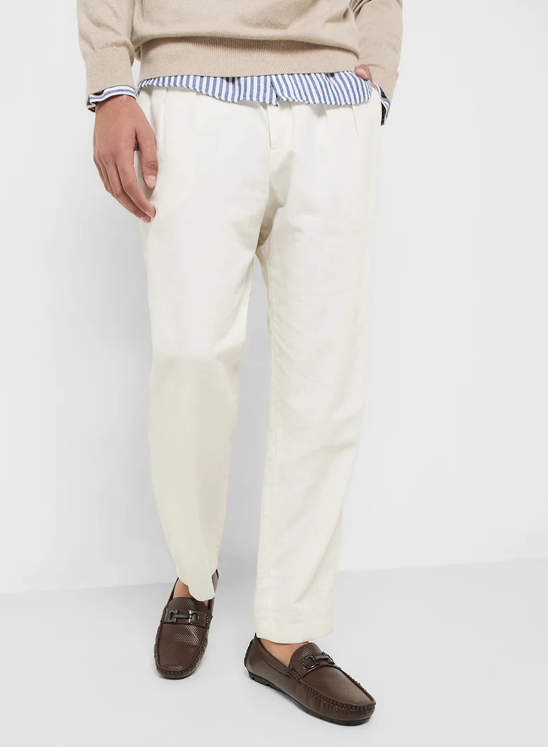 Robert Wood Trim Detal Textured Casual Loafers