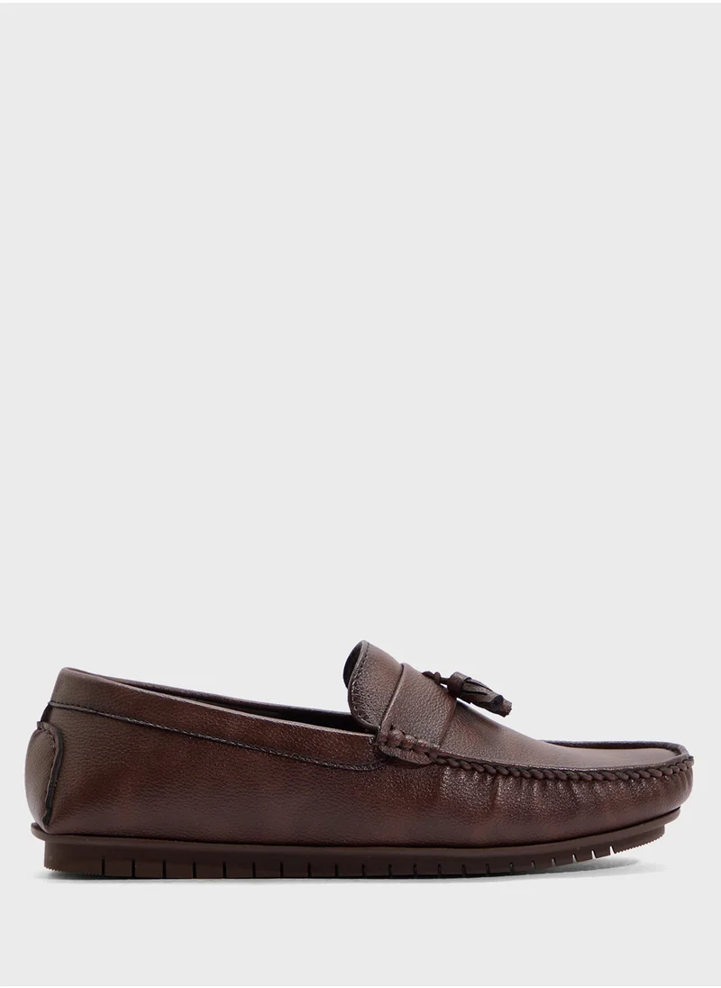 Robert Wood Trim Detal Textured Casual Loafers